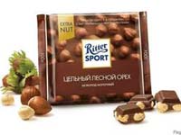Шоколад Риттер-Спорт Цельный лесной орех молочный шоколад