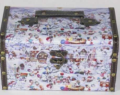 картинка Сундук городок снеговиков средний с замком от Экономного Деда Мороза