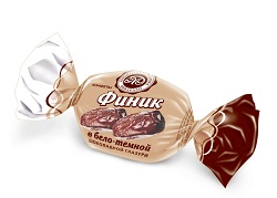 Конфеты Финик в  в бело-темной шоколадной глазури с гоецким орехом