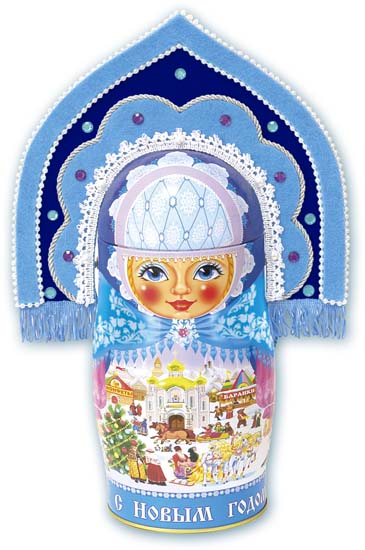 картинка Матрешка синяя в кокошнике от Экономного Деда Мороза