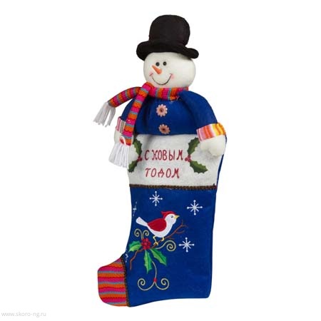 картинка Снеговик-чулок синий от Экономного Деда Мороза