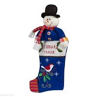 картинка Снеговик-чулок синий от Экономного Деда Мороза